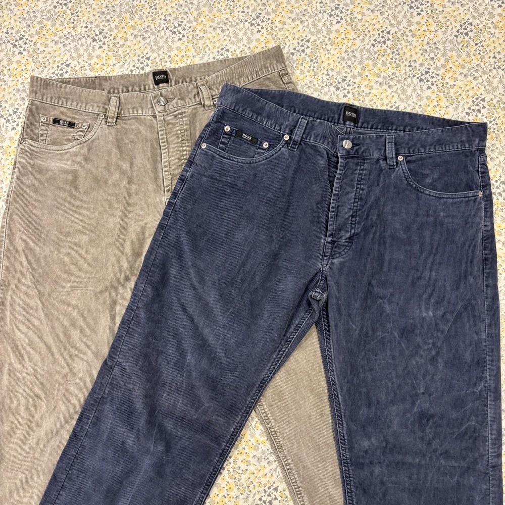 LOT OF 2 Hugo Boss Corduroy Scout Pants Men's 38x34 Button Fly Straight Legs